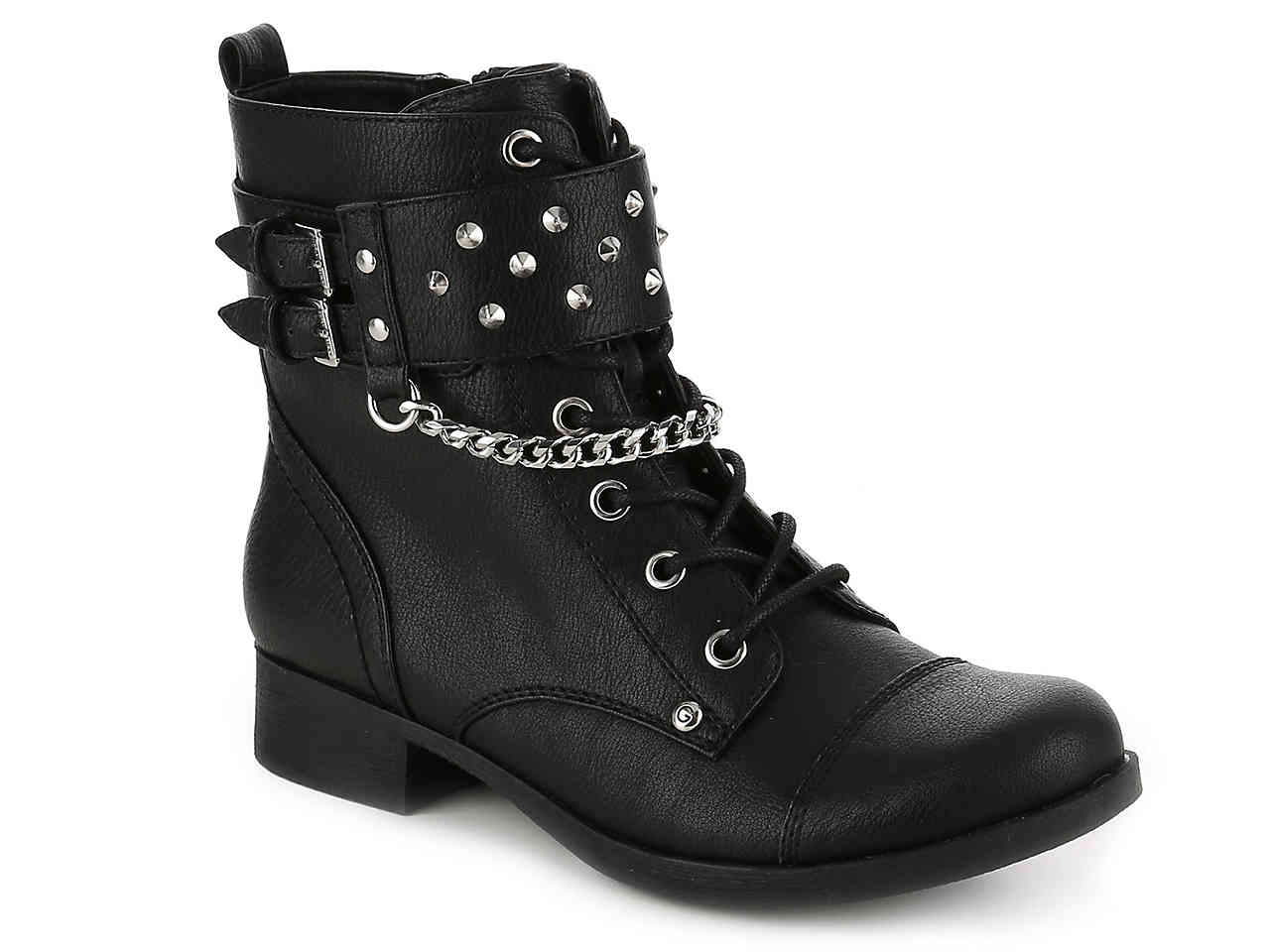 combat boot with chains