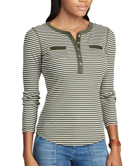 Women's Chaps Striped Henley Top, $19.60
